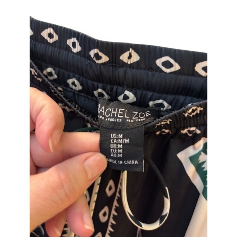 Rachel Zoe Women's Scarf Print Wide Leg Drawstring Pants Size Medium Boho Resort - Picture 2 of 11